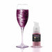 Front View of a Wine Glass with a drink and Fuchsia Edible Brew Glitter Spray to the left, and a pump of the spray glitter on the right. | bakell.com