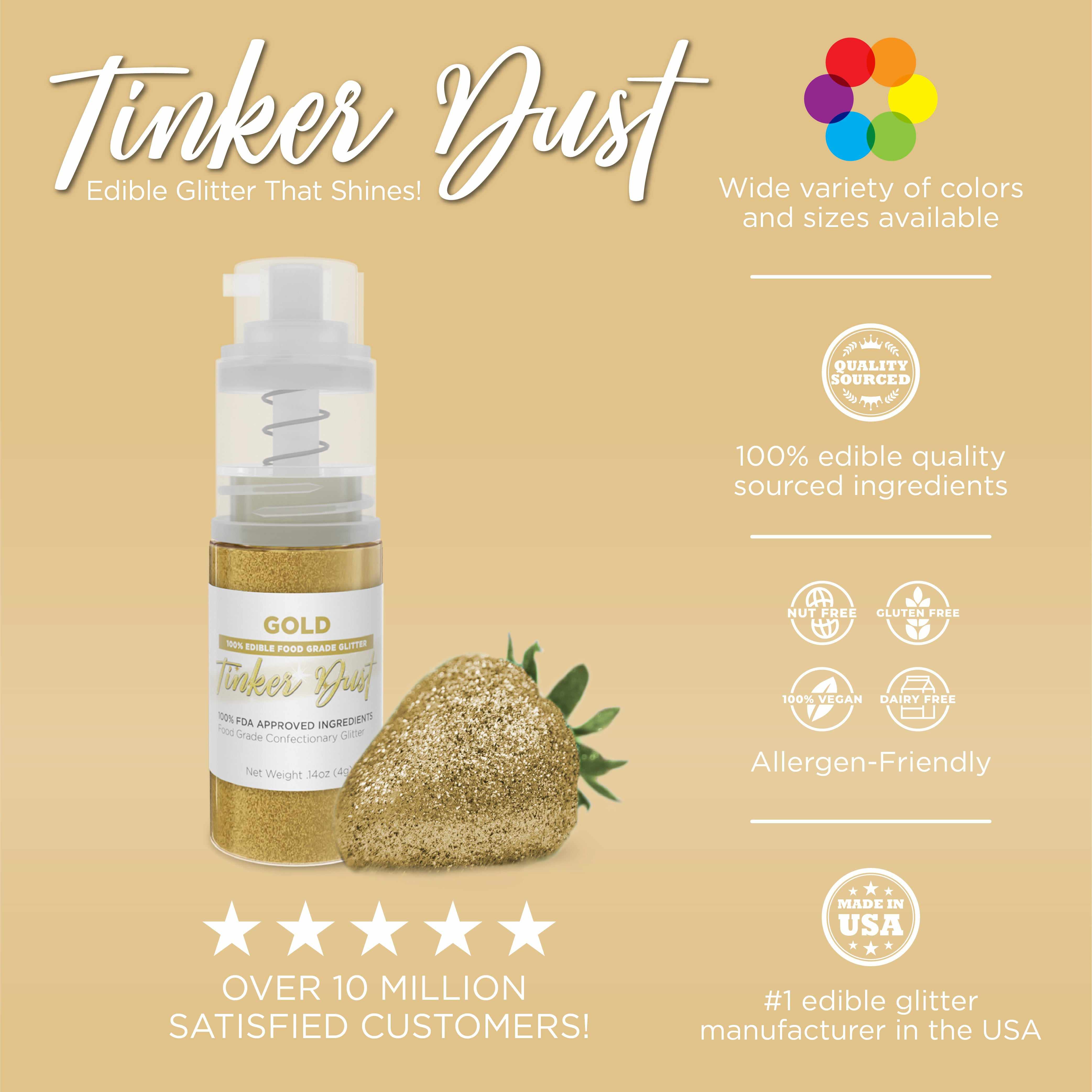 Gold Edible Glitter Spray 25g Pump | Tinker Dust®-B2C_Tinker Dust_25g Pump-bakell