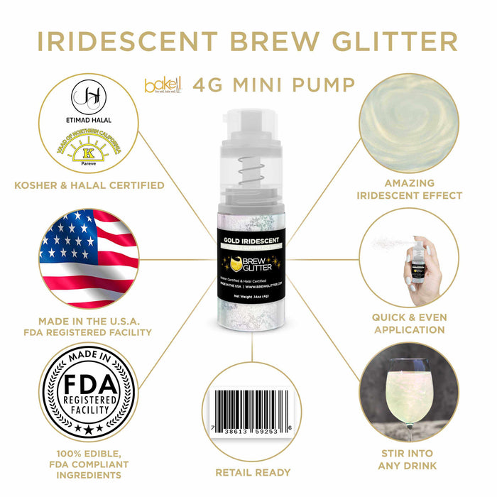 Gold Iridescent Edible Glitter Mini Spray Pump | Beverages, Drinks