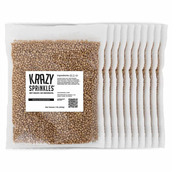 Bulk Size Gold Metallic Pearl Rock | Krazy Sprinkles | Bakell 100 lb