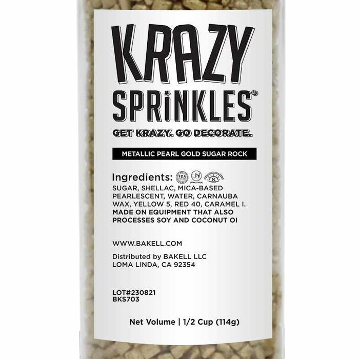 Bulk size Gold Metallic Pearl Rock | Krazy Sprinkles | Bakell