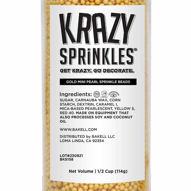 Buy Gold Mini Pearl Bead Sprinkles | Krazy Sprinkles® | Bakell