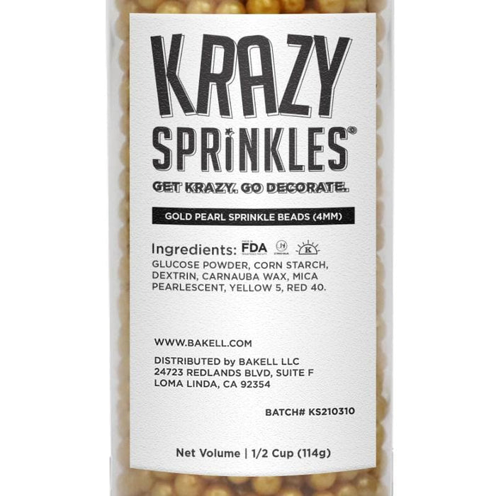 Gold Pearl 4mm Beads by Krazy Sprinkles®|Wholesale Sprinkles