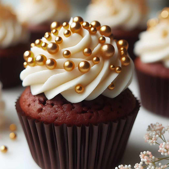 Cupcake covered in Gold Pearl Krazy Sprinkles