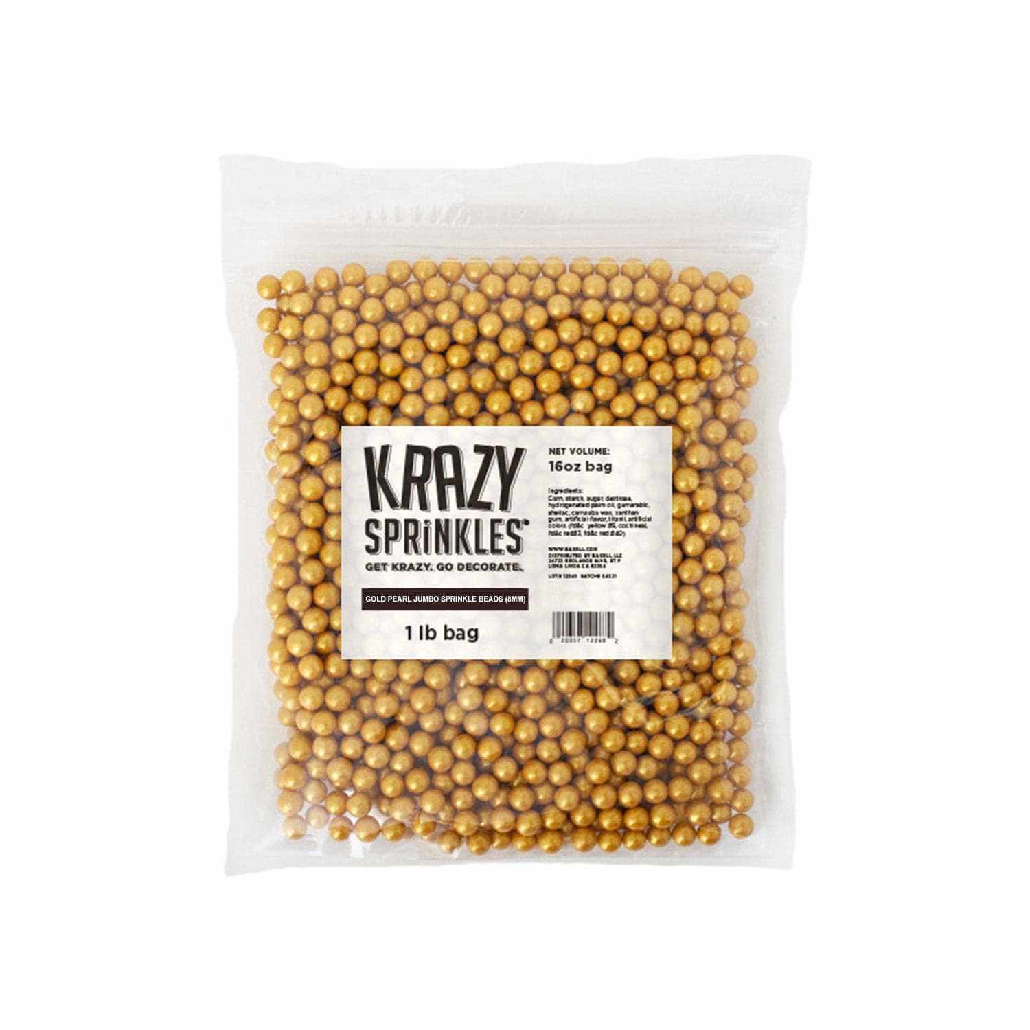 Gold Pearl 8mm Beads Sprinkle | Krazy Sprinkles | Bakell