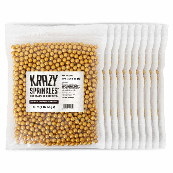 Gold Pearl 8mm Beads Sprinkle | Krazy Sprinkles | Bakell