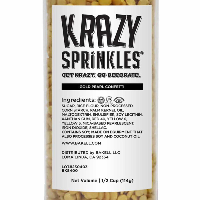 Gold Pearl Confetti Sprinkle | Krazy Sprinkles | Bakell