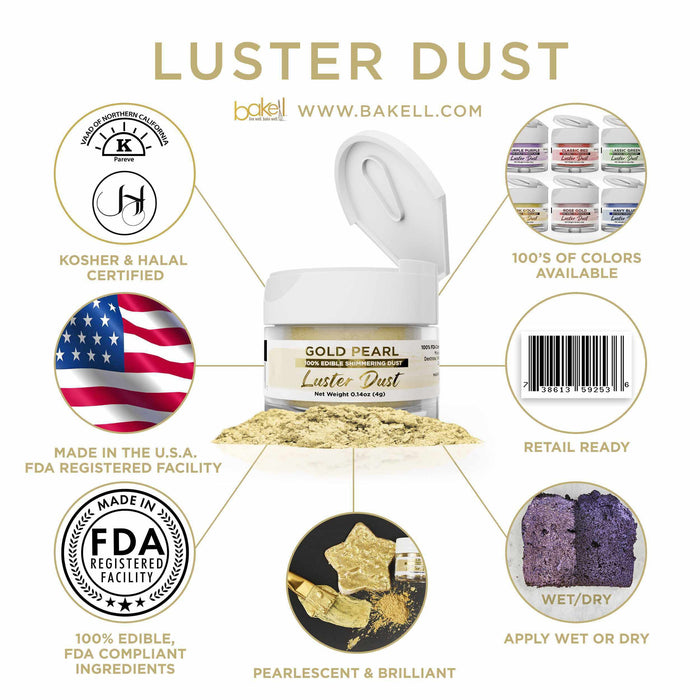 Gold Pearl Luster Dust 4 Gram Jar-Luster Dust_4G_Google Feed-bakell