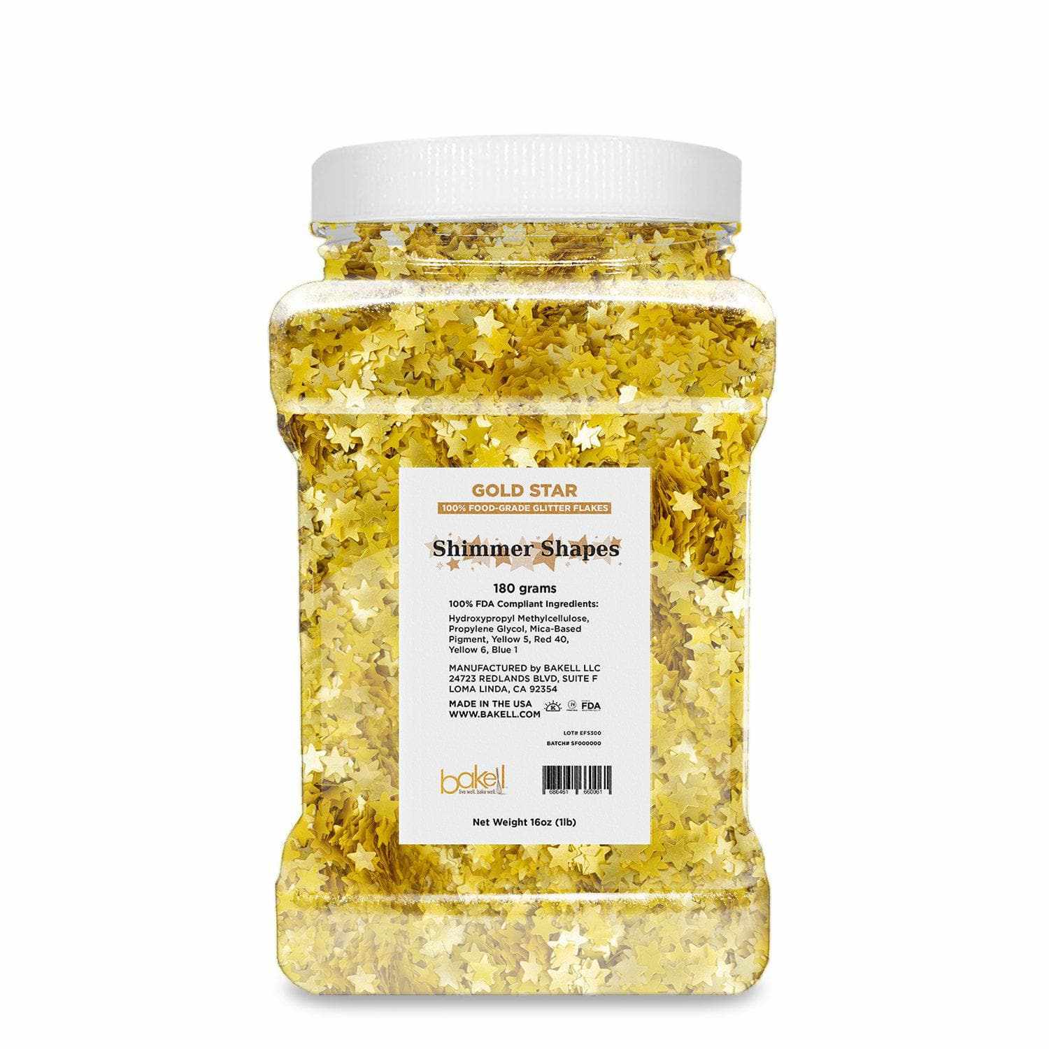 Bulk Gold Star Shaped Edible Shimmer Flakes | #1 Site for 100% Edible Glitter 