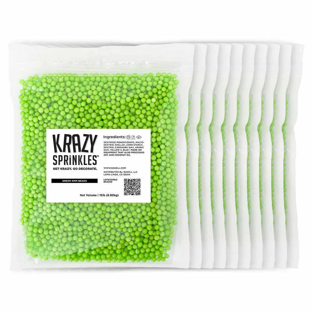 Green 4mm Beads Sprinkles | Krazy Sprinkles | Bakell
