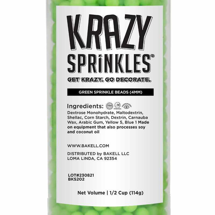 Green 4mm Sprinkle Beads-Krazy Sprinkles_HalfCup_Google Feed-bakell