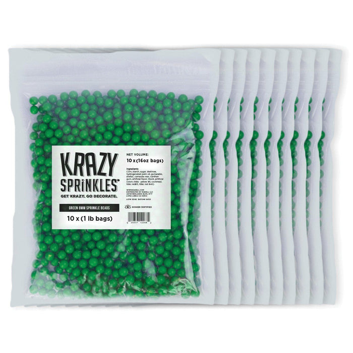 Bulk Size Green 8mm Beads Sprinkle | Krazy Sprinkles | Bakell