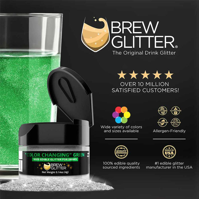 Green Color Changing Beverage Glitter | Mini Spray Pump-Brew Glitter_4GPump-bakell