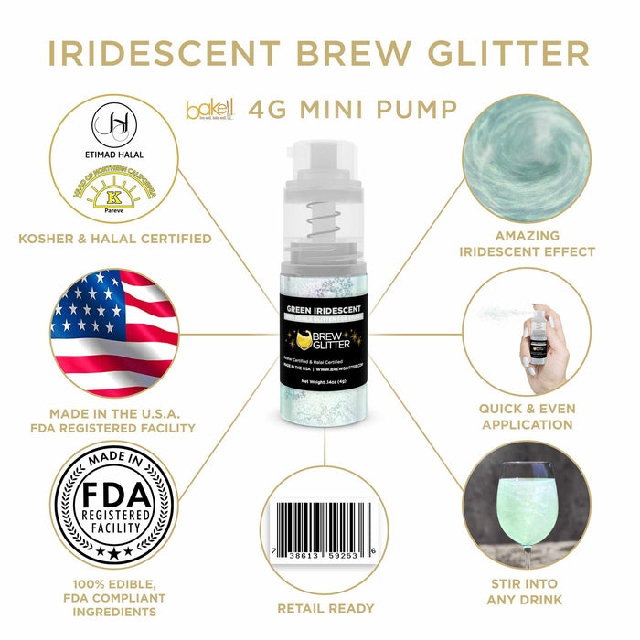 Green Iridescent Edible Glitter Mini Spray Pump | Shop Now Brew Glitter