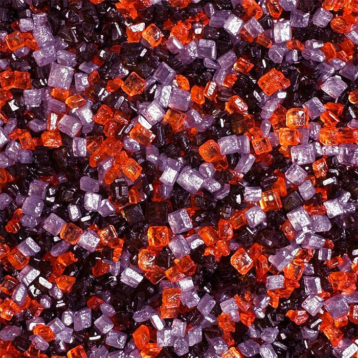 Halloween Rimming Sugar: a mix of sparkling orange, purple, and black sugar crystals.