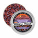 Halloween rimming sugar in a silver tin, featuring black, purple, and orange sprinkles.