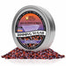 Halloween Rimming Sugar tin with black, purple, and orange sugar crystals.