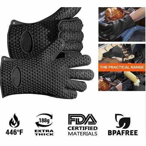 Heavy Duty Silicone Grilling Glove Oven Mitts | BBQthingz®-Accessories & Tools-bakell