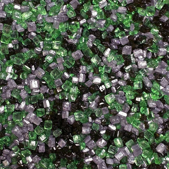 Hocus Pocus Rimming Sugar, a mix of green, purple, and black sparkling sugar crystals.