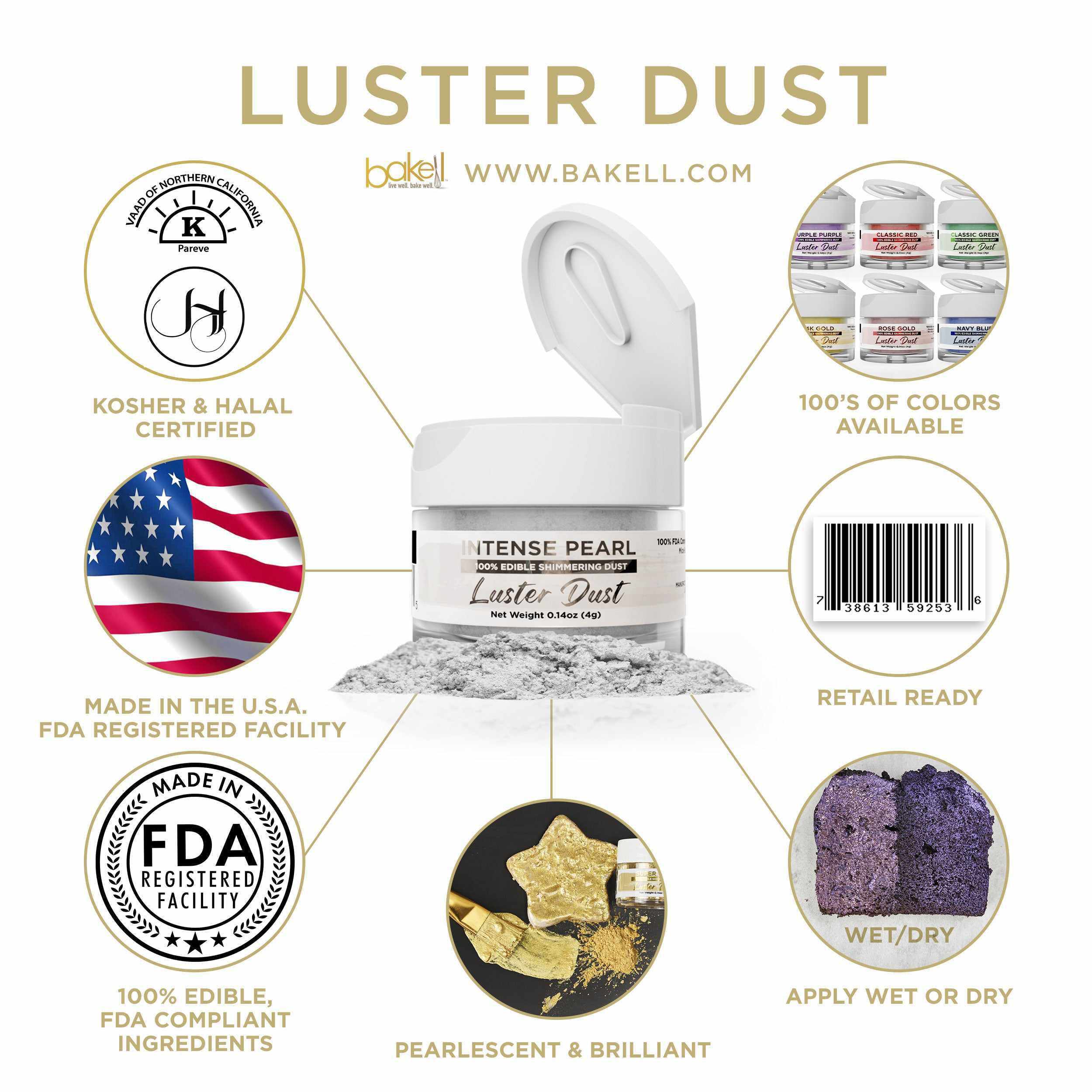 Intense Pearl White Luster Dust 4 Gram Jar-Luster Dust_4G_Google Feed-bakell