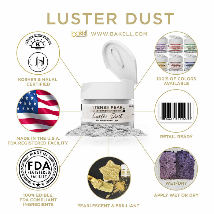 Super Intense Pearl White Edible Luster Dust | White Dust | Bakell