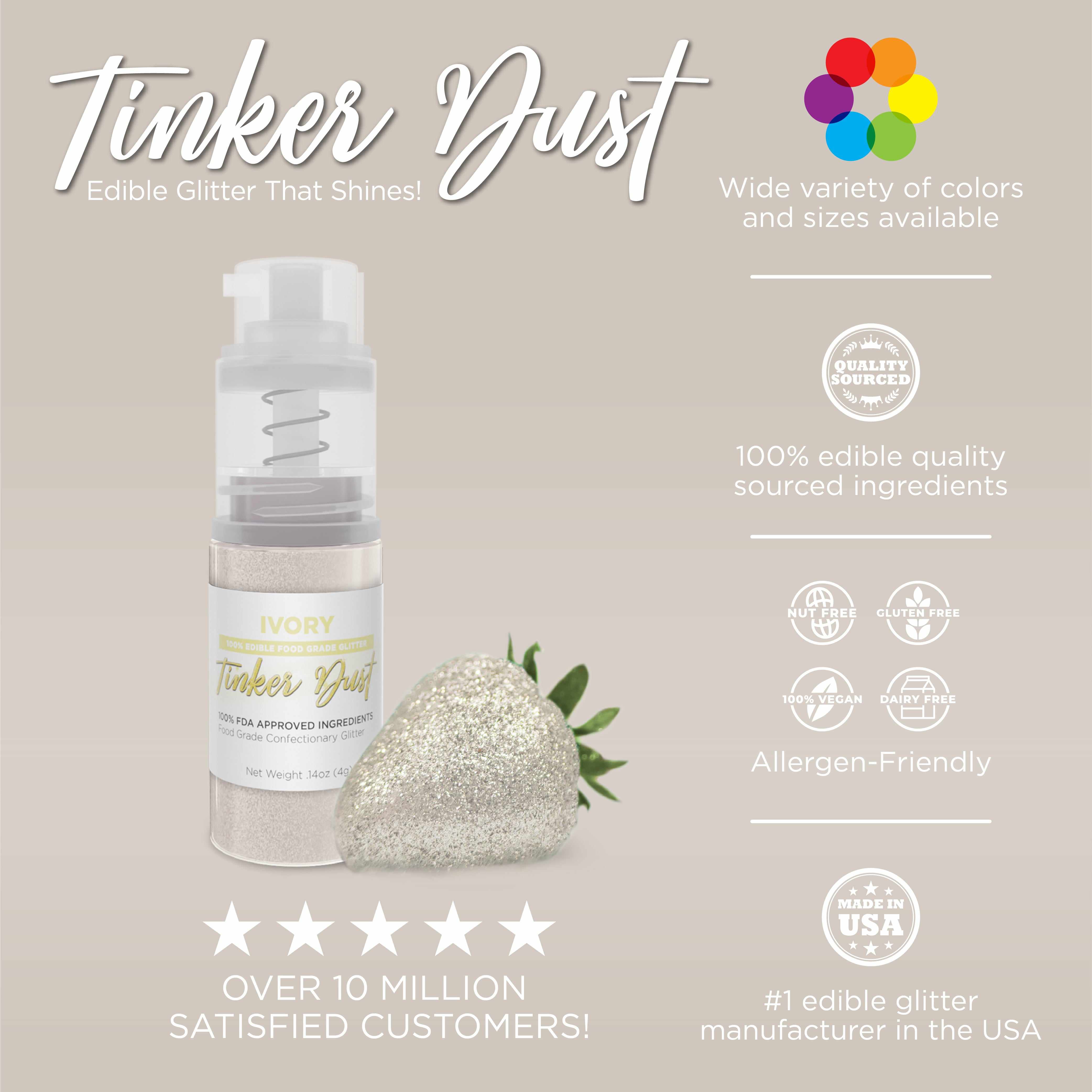 Ivory Edible Glitter Spray 25g Pump | Tinker Dust®-B2C_Tinker Dust_25g Pump-bakell