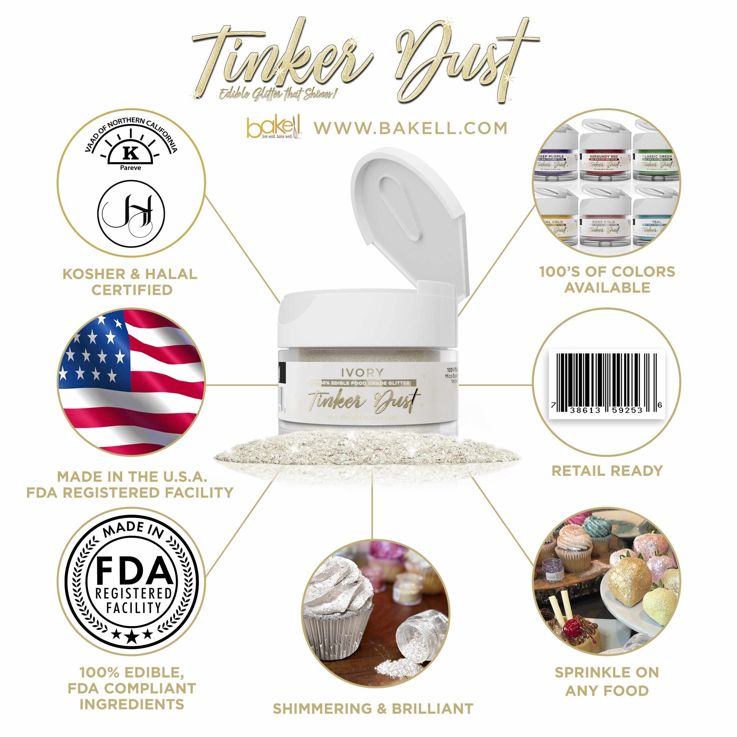 Ivory Cream Edible Tinker Dust | #1 Site for Edible Glitter & Dust