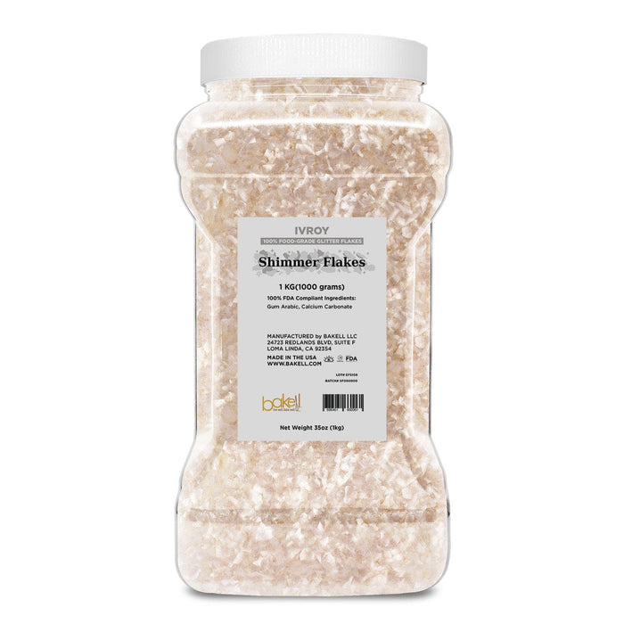 Ivory Edible Shimmer Flakes, Bulk | #1 Site for 100% Edible Glitter 