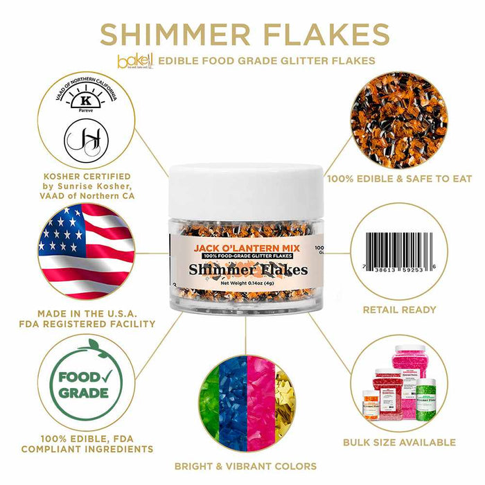 Jack O' Lantern Edible Shimmer Flakes-Edible Flakes-bakell