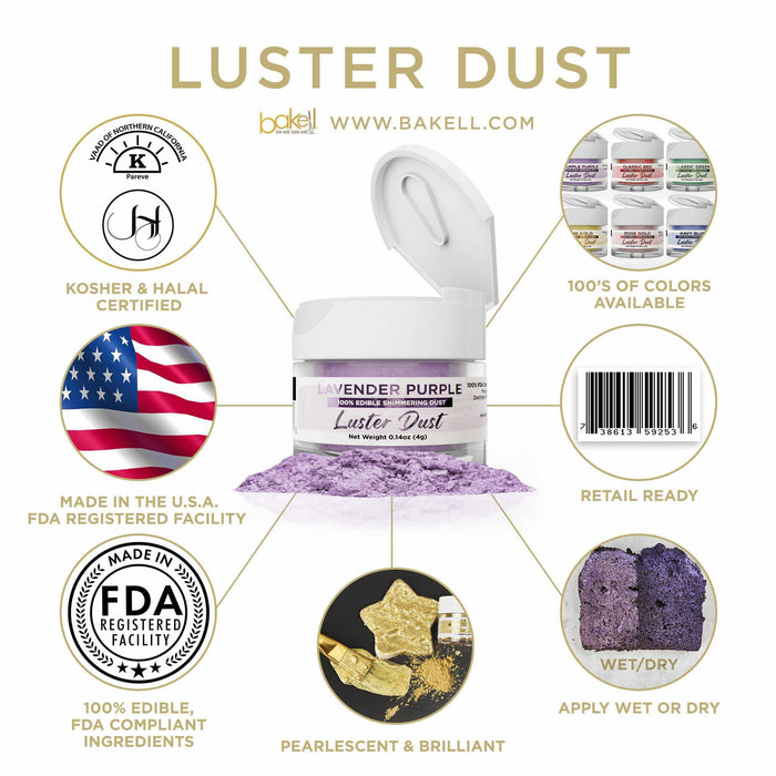 Lavender Purple Luster Dust 4 Gram Jar-Luster Dust_4G_Google Feed-bakell