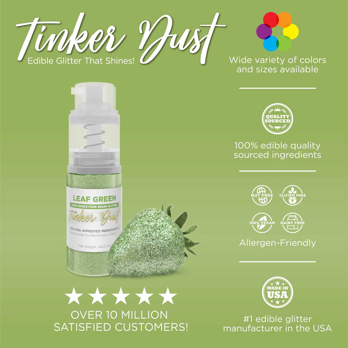 Leaf Green Edible Glitter Spray 25g Pump | Tinker Dust®-B2C_Tinker Dust_25g Pump-bakell