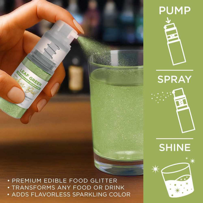 Leaf Green Edible Glitter Spray 4g Pump | Tinker Dust®-B2C_Tinker Dust_Mini Pump-bakell