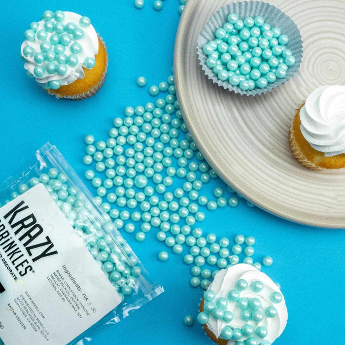 Light Blue Pearl 8mm Beads Sprinkles | Krazy Sprinkles | Bakell