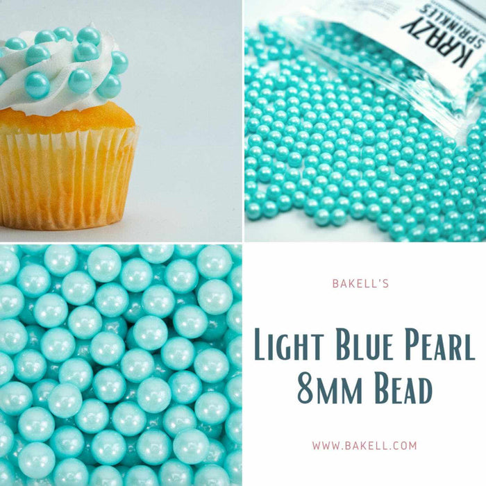 Light Blue Pearl 8mm Beads Sprinkles | Krazy Sprinkles | Bakell