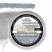 Light silver cocktail rimming sugar in a 4oz tin with a martini glass rimmed in sparkling silver sugar crystals.