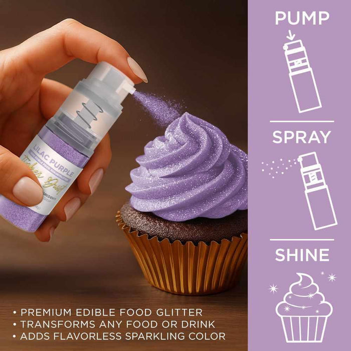 Lilac Purple Edible Glitter Spray 4g Pump | Tinker Dust®-B2C_Tinker Dust_Mini Pump-bakell
