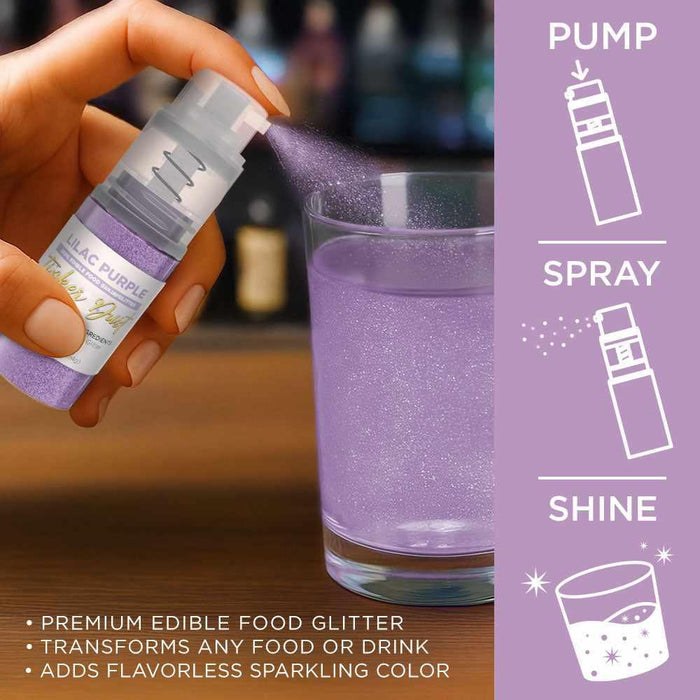 Lilac Purple Edible Glitter Spray 4g Pump | Tinker Dust®-B2C_Tinker Dust_Mini Pump-bakell