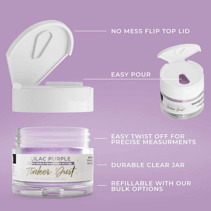 Lilac Purple Edible Glitter | Tinker Dust®-B2C_Tinker Dust-bakell