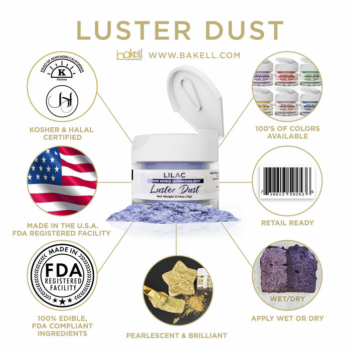 Lilac Purple Edible Luster Dust | Bakell #1 site for glitter