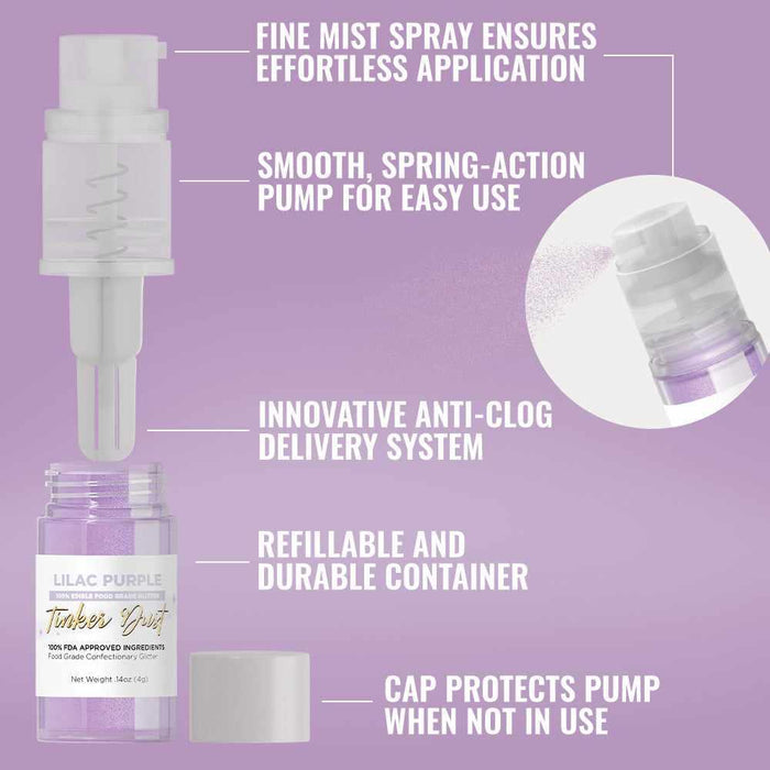 Lilac Purple Tinker Dust® Glitter | 4g Spray Pump Private Label-Private Label_Tinker Dust_Mini Pump-bakell