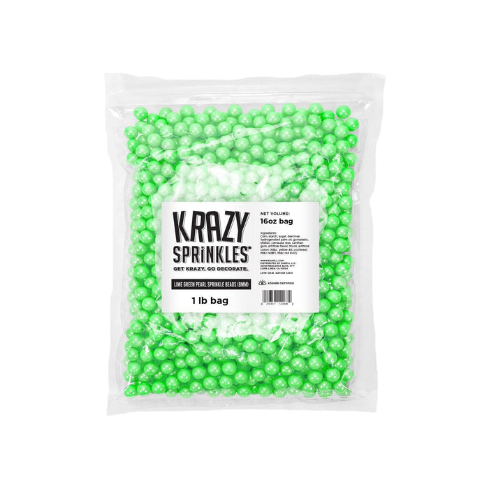 Lime Green Pearl 8mm Beads Sprinkle by Krazy Sprinkles® | Bakell