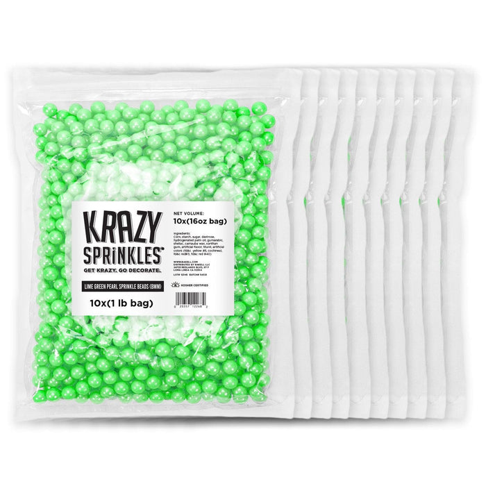 Bulk Size Lime Green Pearl 8mm Beads | Krazy Sprinkles | Bakell