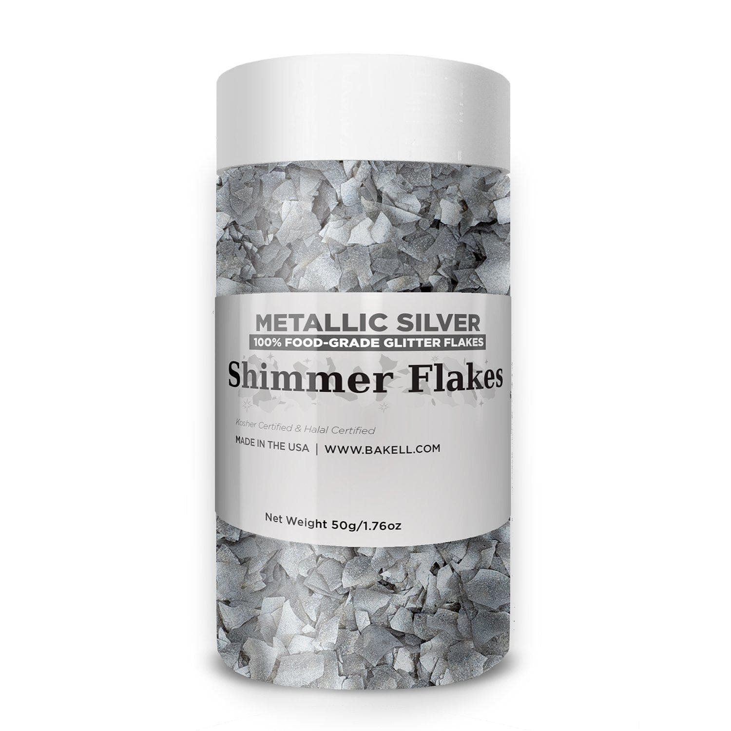 Metallic Silver Edible Shimmer Flakes | Bakell