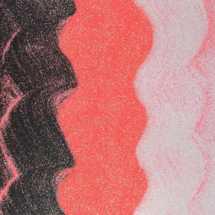 Wavy lines of Miami Orange, black, and white ultrafine UV reactive iridescent craft glitter.