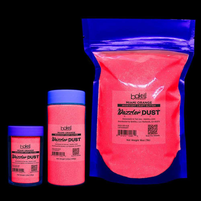Miami Orange Ultrafine Iridescent Craft Glitter Dazzler Dust | Premium Polyester Non-Toxic | Bakell-B2C_Dazzler Dust-bakell