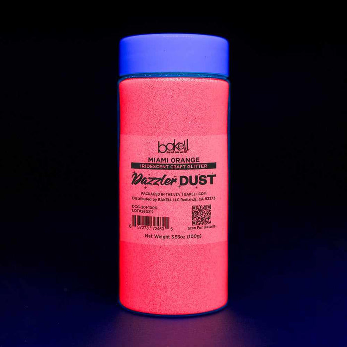 Miami Orange Ultrafine Iridescent Craft Glitter Dazzler Dust | Premium Polyester Non-Toxic | Bakell-B2C_Dazzler Dust-bakell