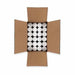 Open cardboard box filled with 24 white-capped jars of Chunky Rainbow Holographic Hexagon Mix Craft Glitter.