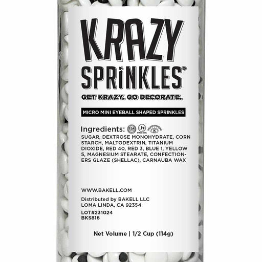 Micro 7mm Eyeball Shaped Sprinkles | Private Label (48 units per/case)-Private Label_Case_Krazy Sprinkles-bakell