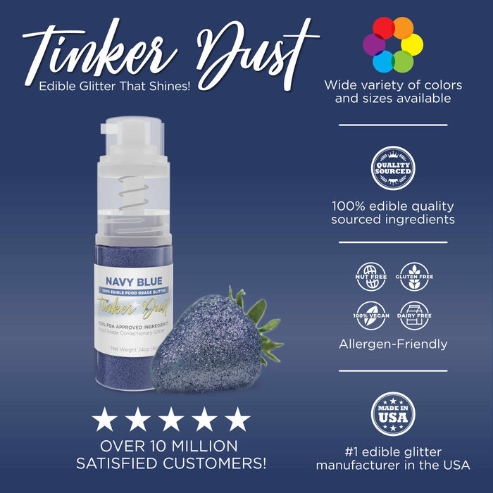 Navy Blue Edible Glitter Spray 25g Pump | Tinker Dust®-B2C_Tinker Dust_25g Pump-bakell