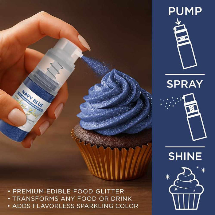 Navy Blue Edible Glitter Spray 4g Pump | Tinker Dust®-B2C_Tinker Dust_Mini Pump-bakell